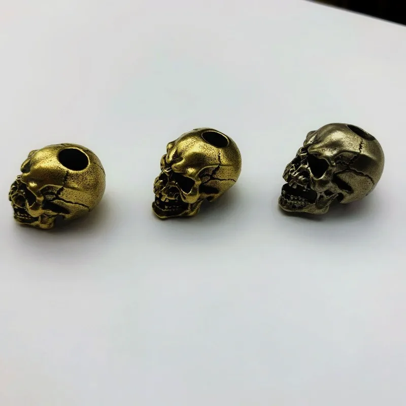 النحاس الجمجمة سكين الخرز Keychain بها بنفسك المفاتيح اليدوية الحبل المعلقات الحلي المنسوجة مظلة حبل Paracord معلقة كيرينغ