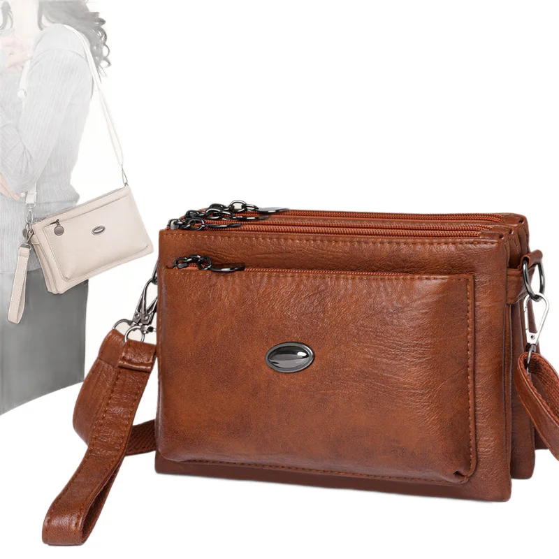 Picture 6: Horizontal square PU leather women's single-shoulder bag with multiple pockets and large capacity crossbody handbag