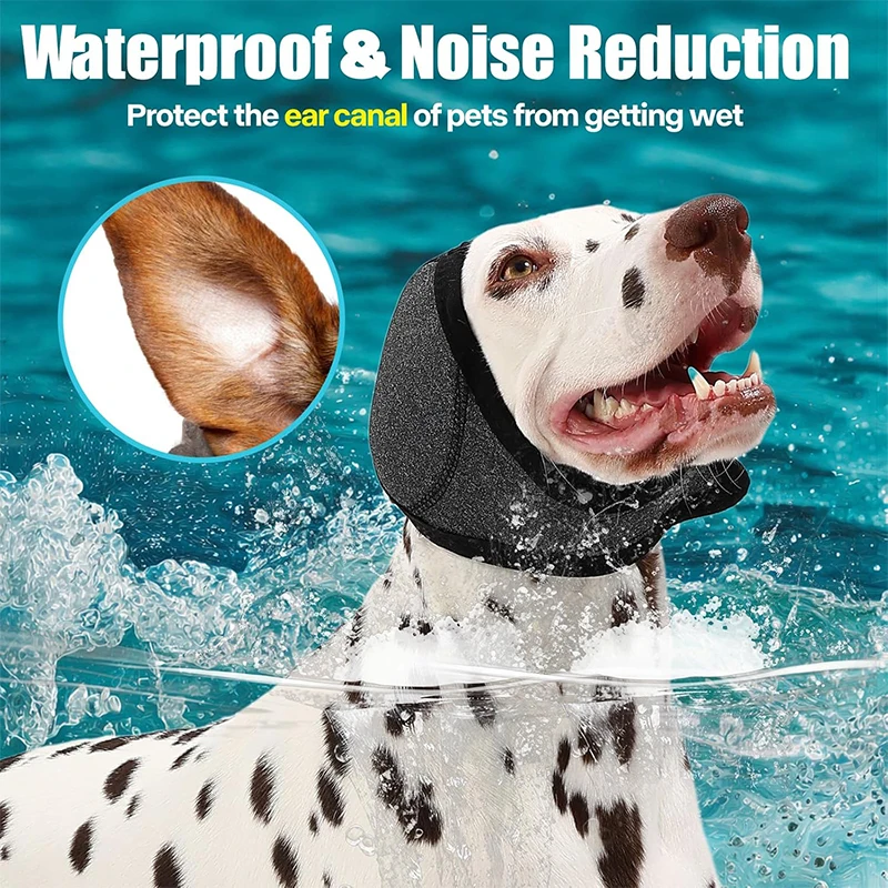 

Anti Anxiety Dog Ear Muffs Hood Cover Noise Cancelling for Pets Prevent Head Shake During Grooming Force Dry Bath Trauma Care