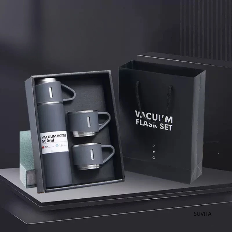 500ML Edelstahl Isolierflasche Büro Business Stil Geschenkset Thermosflasche Outdoor Warmwasser Wärmedämmung Paar Tasse