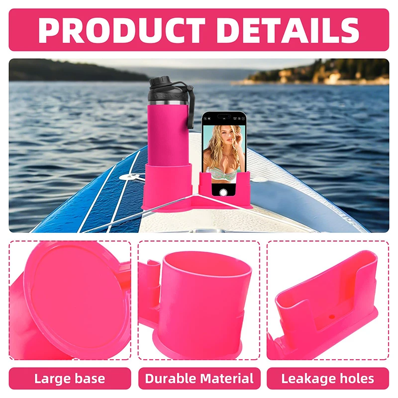 1pc Universal 2-In-1 SUP Cup Holder and Phone Mount Water Bottle & Phone Holder for Inflatable SUP Boards and Kayaks view 6