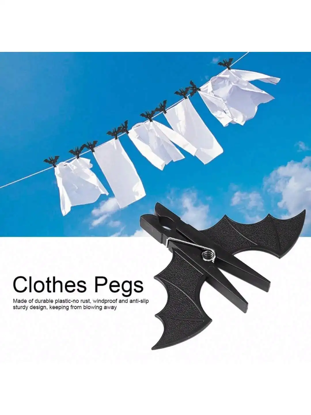 2pcs Plastic Bat Windproof Clothes Pegs Multipurpose Hanging Clips For Clothes Towels Socks Home Drying Clips