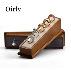Oirlv Wooden Ring Holder Display Trapezoid Jewelry Display Stand Ring Rings Organizer Solid Wood Jewelry Display Bracelet Holder