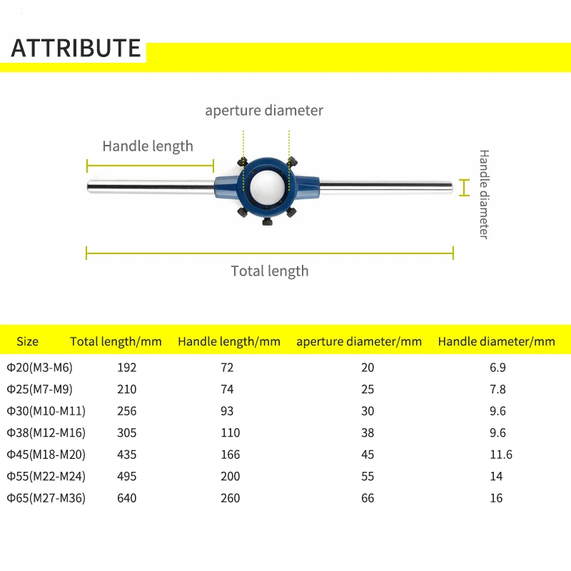 M2-M36 Multitool Die Set Wrench Steel Circular Die Handle Hand Tools for Dies Threading Tools Metal Workpiece Thread