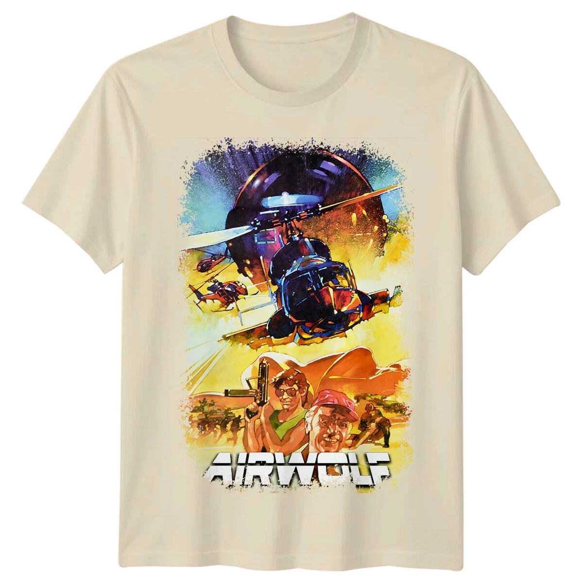 Airwolf- The Movie (1984) Movie Poster Inspired T-Shirt Retro 80s Tee Unisex  Streetwear Harajuku