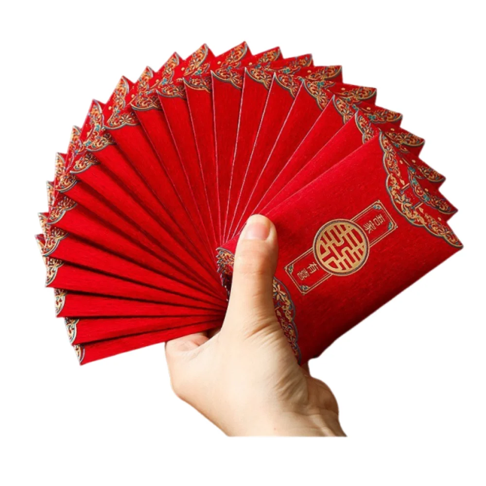 

80 шт. свадебных конвертов-глубоких кармашков с разнообразными узорами, миниатюрные красные конверты для денег, традиционные бронзированные красные конверты на удачу, подарок на свадьбу