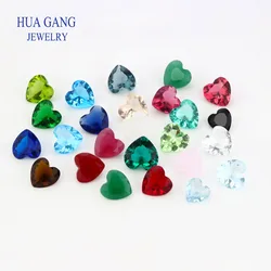 Glass beads Various Color Loose Stone heart Shape Glass red blue white Green color Beads Synthetic Gems For Jewelry