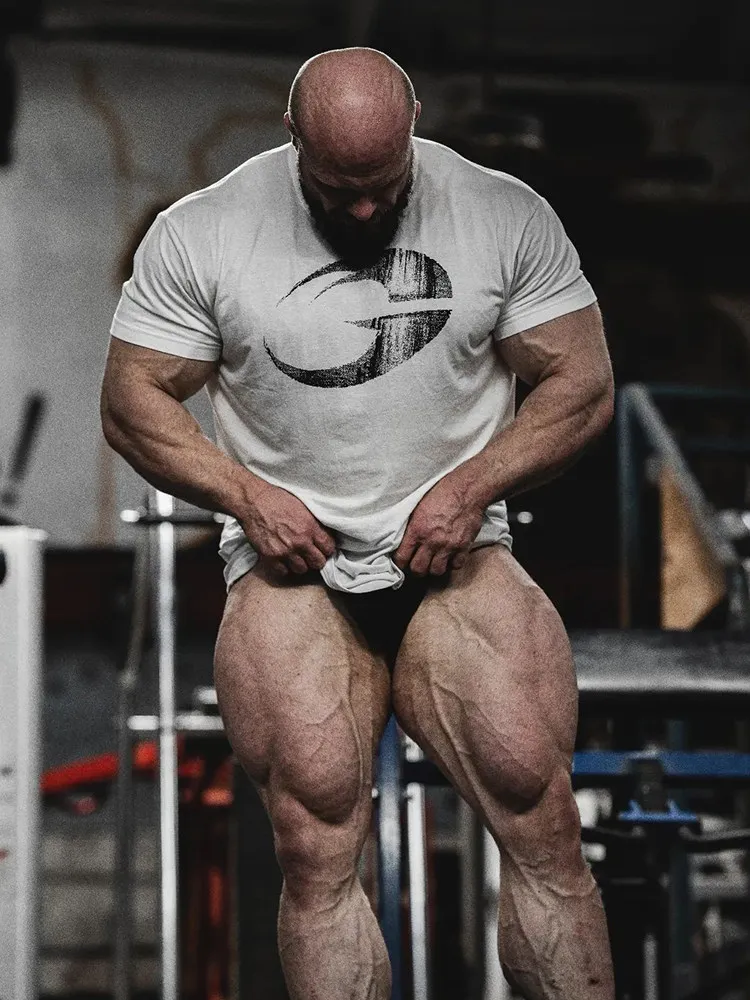 Male Casual Oversized Short Sleeve Tshirt Retro Worn Letter Print Gym Workout Sports Breathable Cotton Street Tee Tops