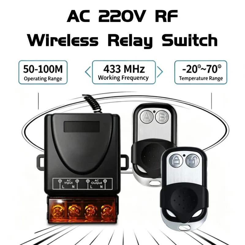 AC220V 433Mhz Remote Control Switch Hign Power On off Remote Control Transmitter for Water Pump Motor LED/Electric Appliance