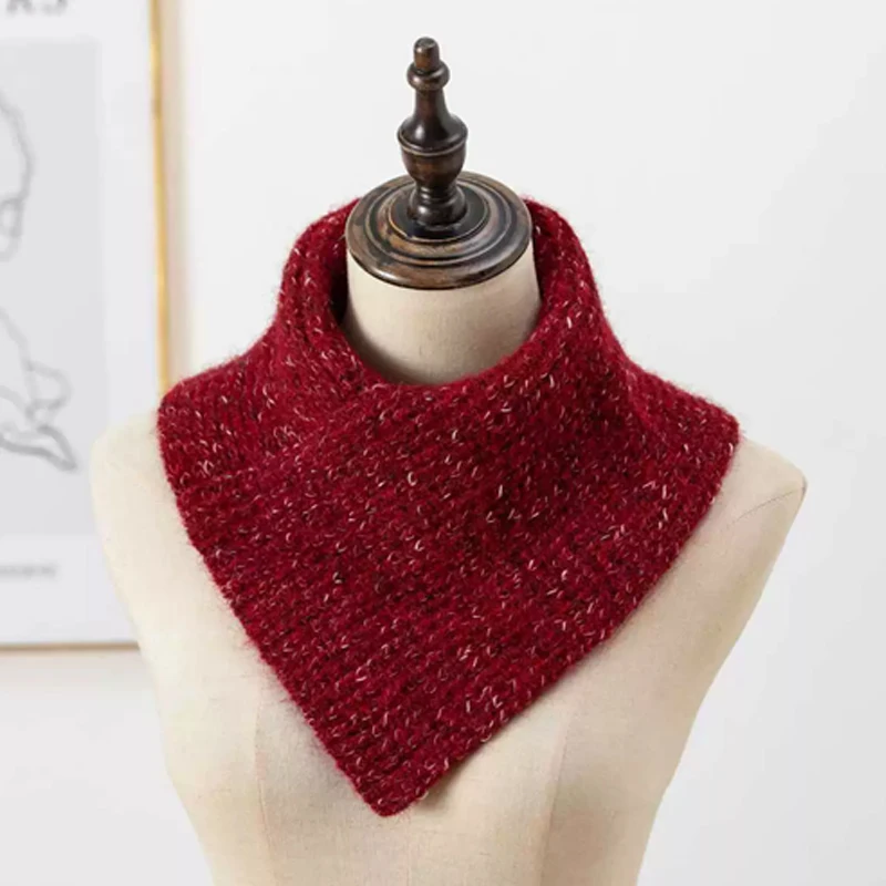 Damen-Halsketten, Winter-Strickschal, weicher Fleece-Dreiecksschal, dicker, warmer Halswärmer, thermische Kleidung für kaltes Wetter, Accesso – Detail 10