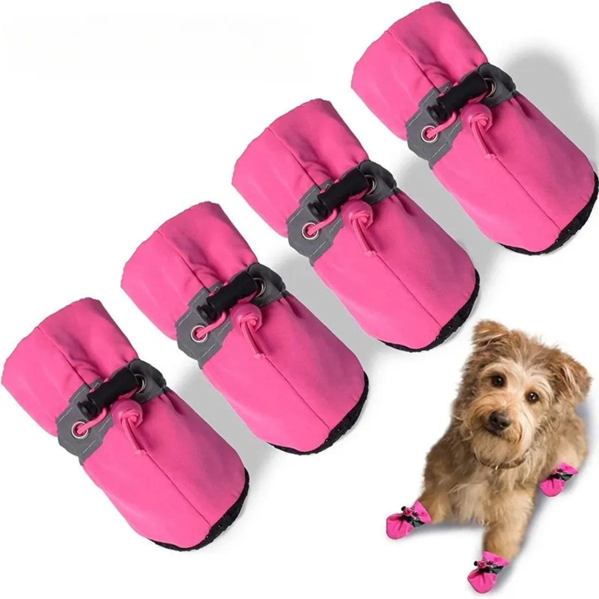 4pcs Water-Resistant Dog Shoes Non-slip Foot Guards Outdoor Rain Boots for Medium Small Dogs Pet Outdoor Supplies