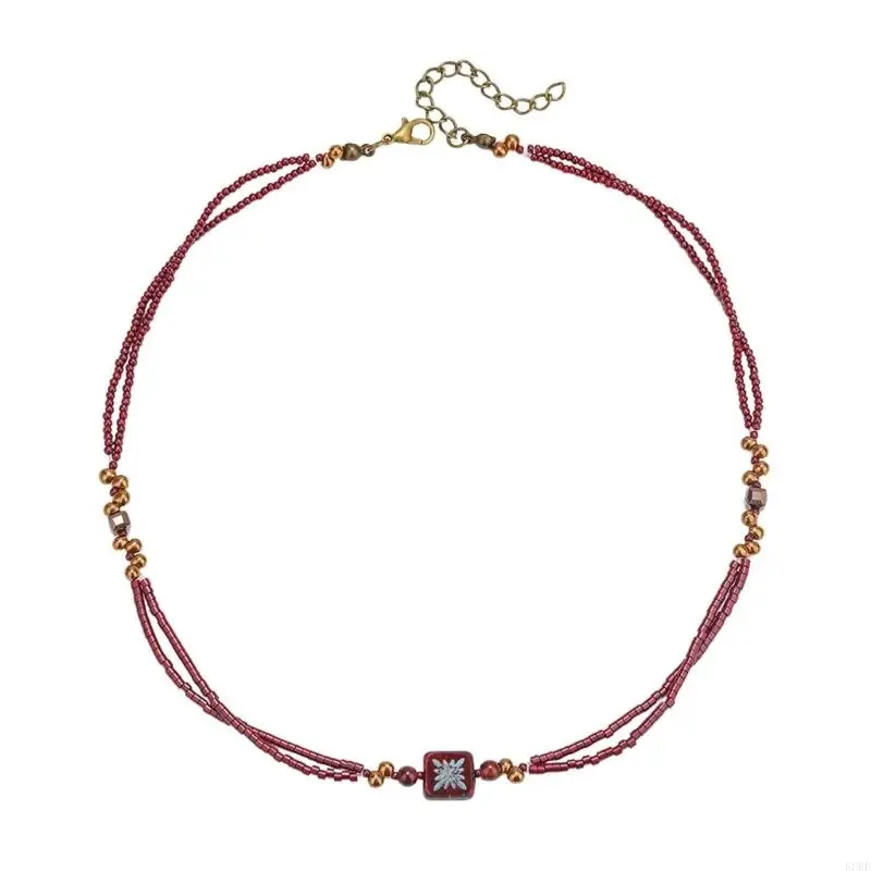 Double Chain Beaded Necklace Natural Materials Trendy Women's Collarbone Chain Accessory for Fashionistas E0BF