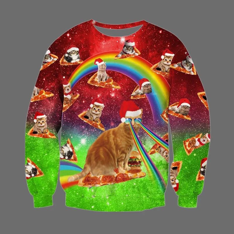 Moda brutto maglione natalizio uomo donna stampa 3d divertente felpa natalizia girocollo manica lunga pullover felpe con cappuccio oversize