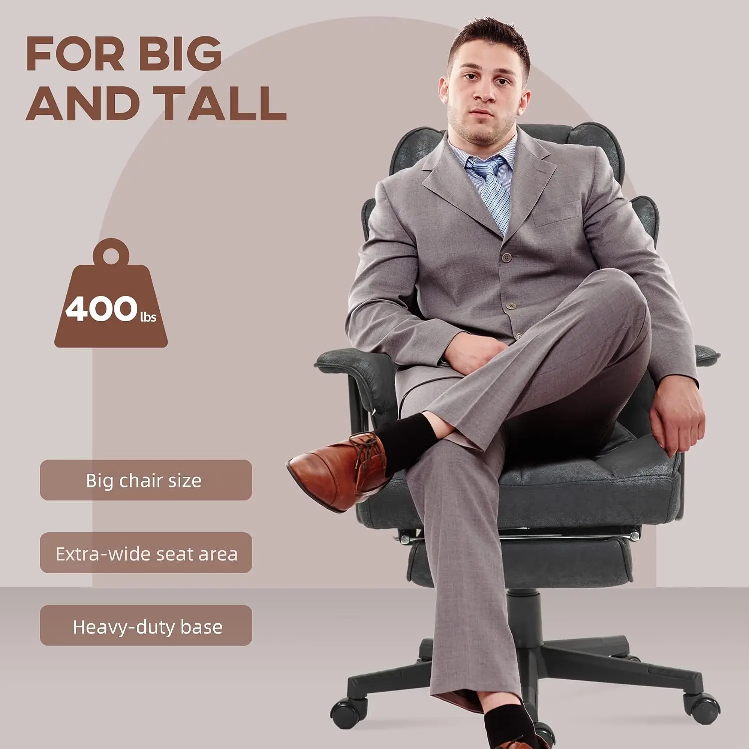 High Back Executive Office Chair 400LBS Big & Tall Ergonomic Leather, Customized