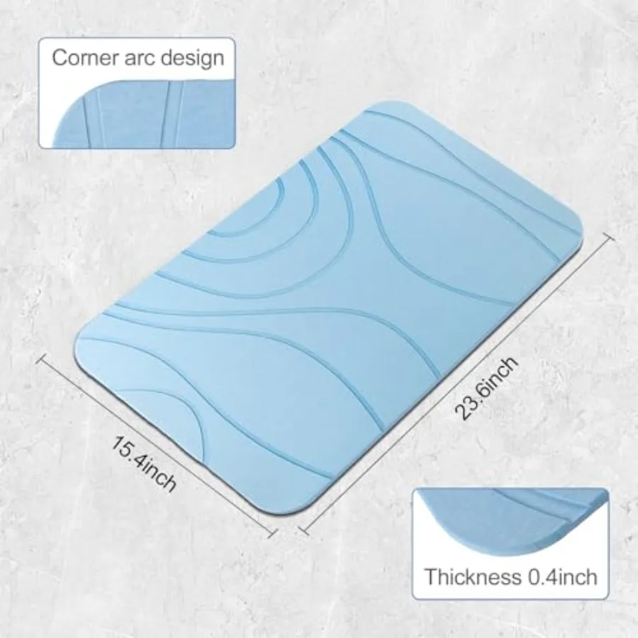 Stone Bath Mat, 2 Pack Diatomaceous Earth Shower Mat, Non-Slip Super Absorbent Quick Drying Bathroom Floor Mat, 24x15