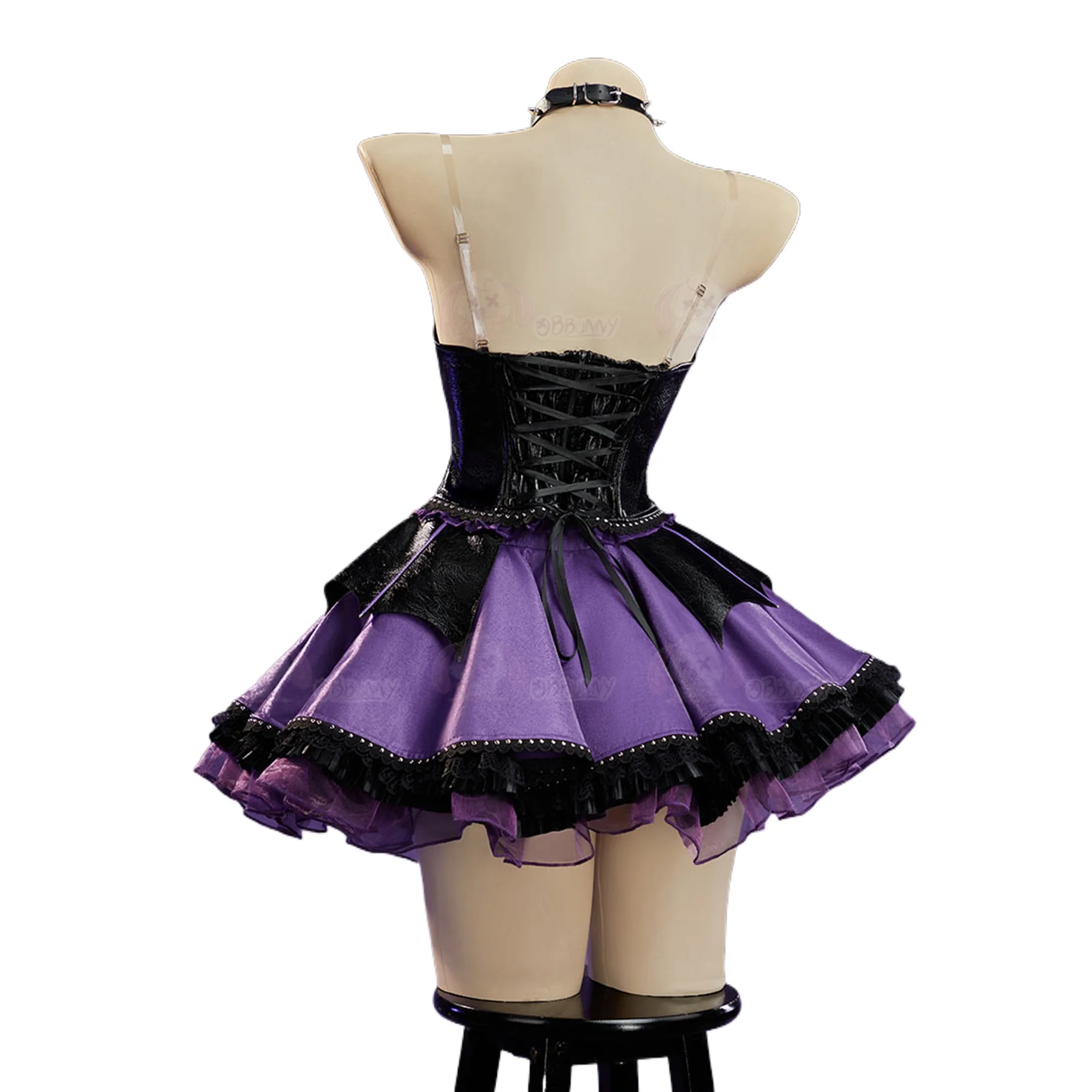 Women's Purple Black Gothic Bat Cosplay Costume  Corset Dress Halloween Vampire Costume - view 3