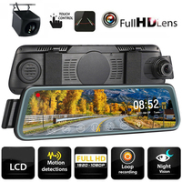 1080P 10 Inch Full Screen Dual Lens Car Mirror Touch Screen Stream RearView Dash Cam Mirror Camera Dashcam Drive Recorder