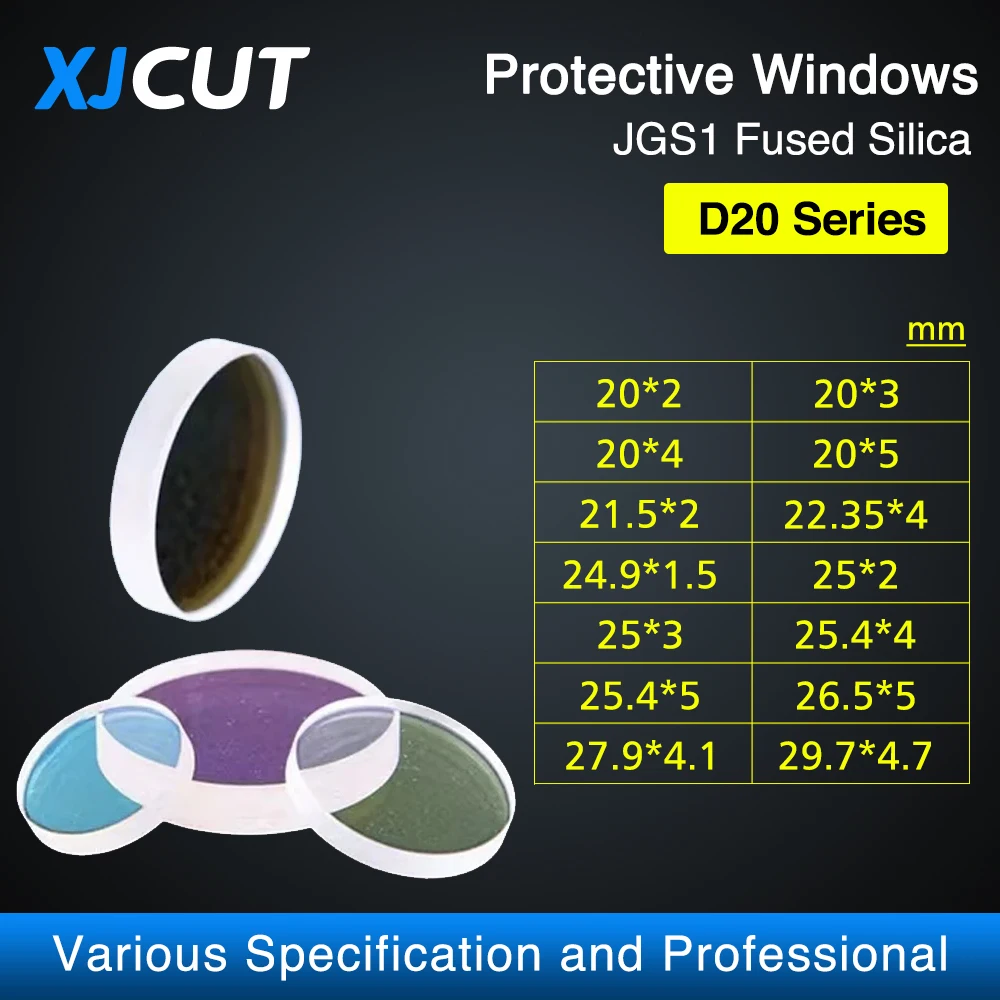 XJCUT Fiber Laser Protection Window Lens Protective Windows Dia20/22.35/24.9/25.4/26.5/27.9 for WSX Precitec Raytools Laser Head