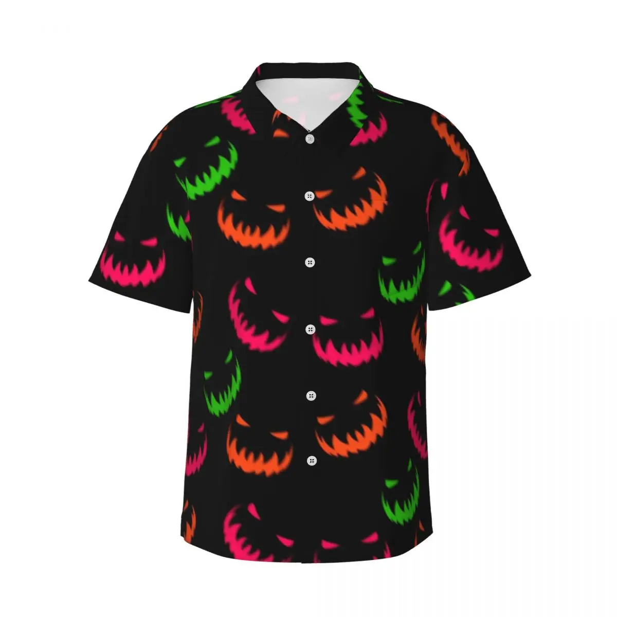 Spooky Halloween Casual Shirt Colorful Pumpkin Elegant Hawaii Shirts Men Short-Sleeve Vacation Comfortable Oversized Blouses
