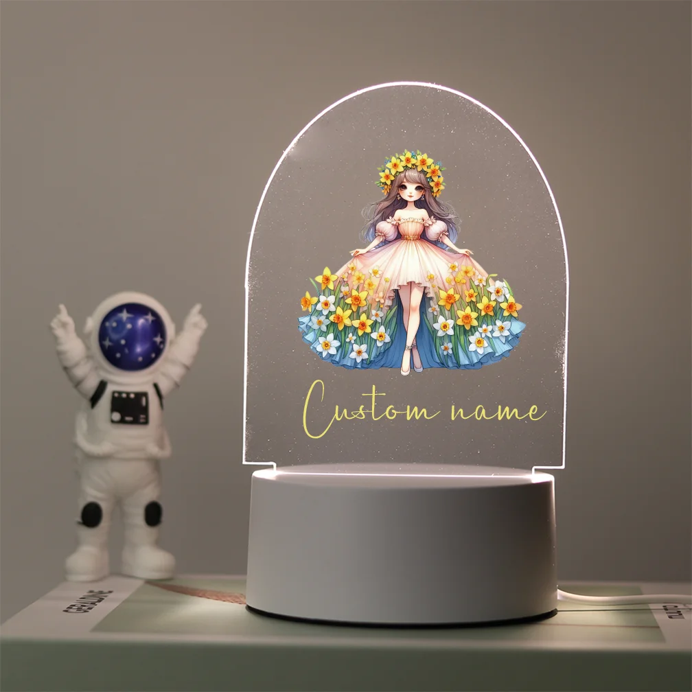 1pc Personalize princess Custom Skirt NEW Night Light Kids Toy Usb Atmosphere Desk Lamp Acrylic Led Night Lamp 3d Lamp