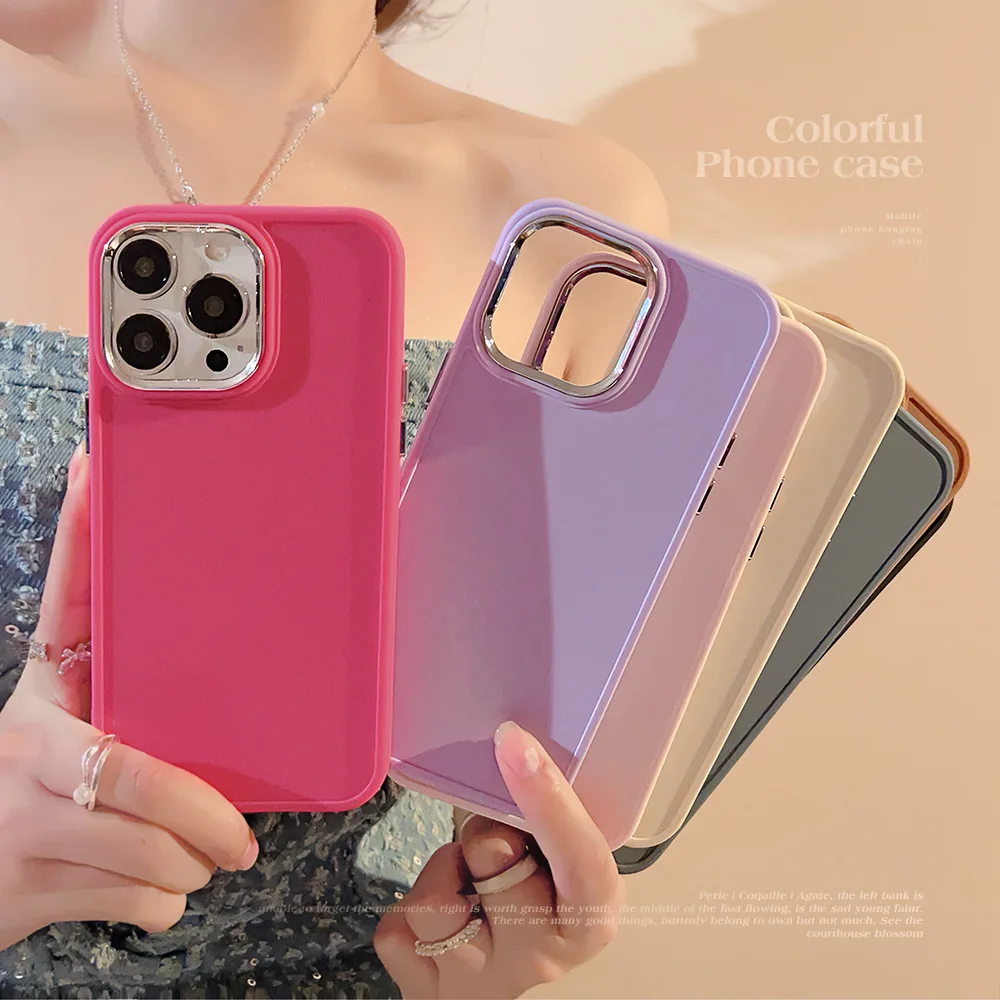 Solid Color Soft Silicone Phone Case For iPhone 11 12 13 14 15 Pro Max XS X XR 7 8  Plus SE 2020 Camera Lens Protection Cove