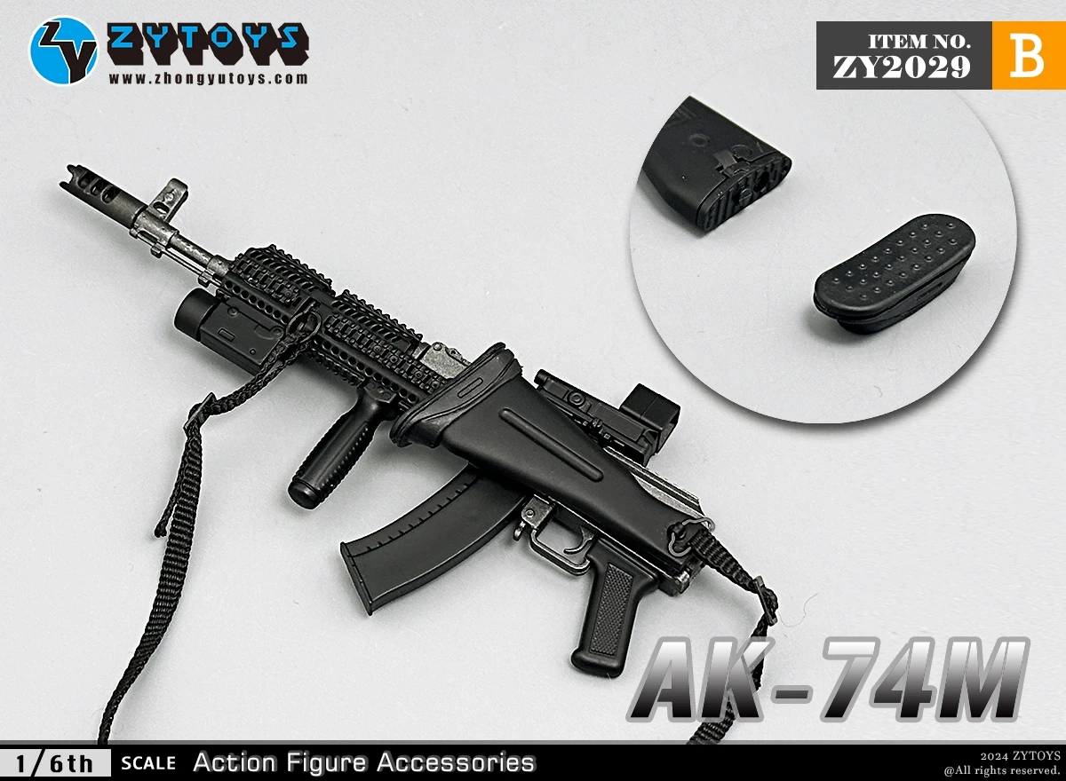 ZYTOYS-Fuzil do Exército Russo, Modelo Plástico, Action Figure, Coleção de Acessórios, 12 ", AK-74M, Assalto, Novo, 1:6