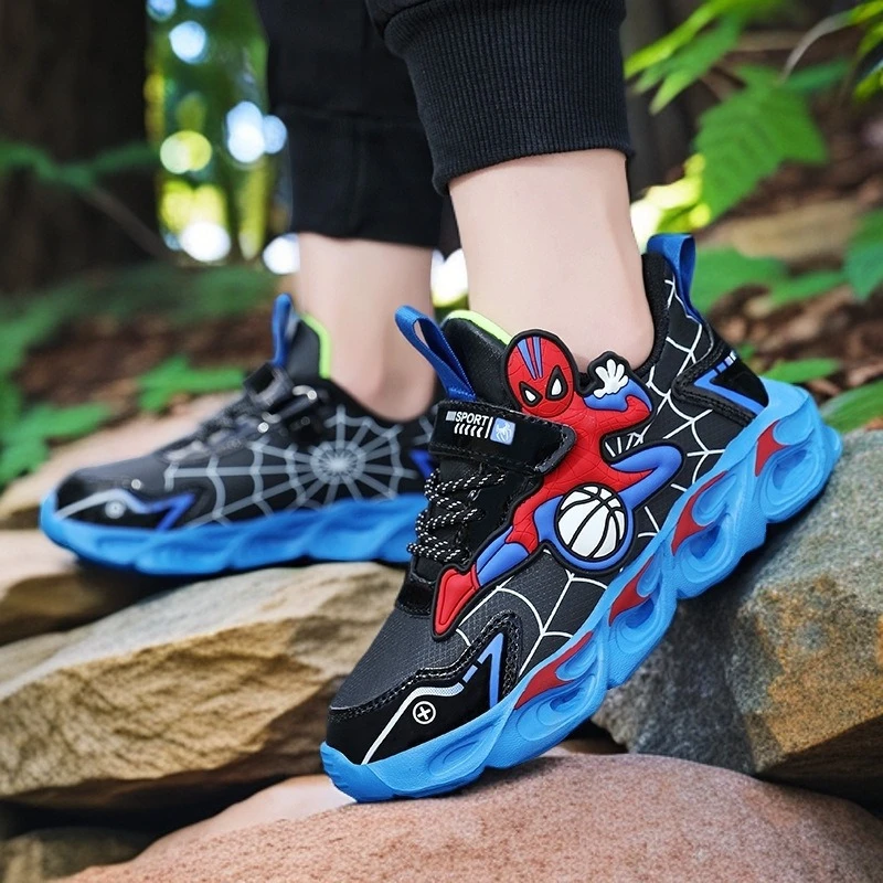 Boys' Spider-Man Sneakers 2026 Spring Autumn, Leather Non-Slip Lightweight Running Shoes for Toddler Kids Casual Sportswear
