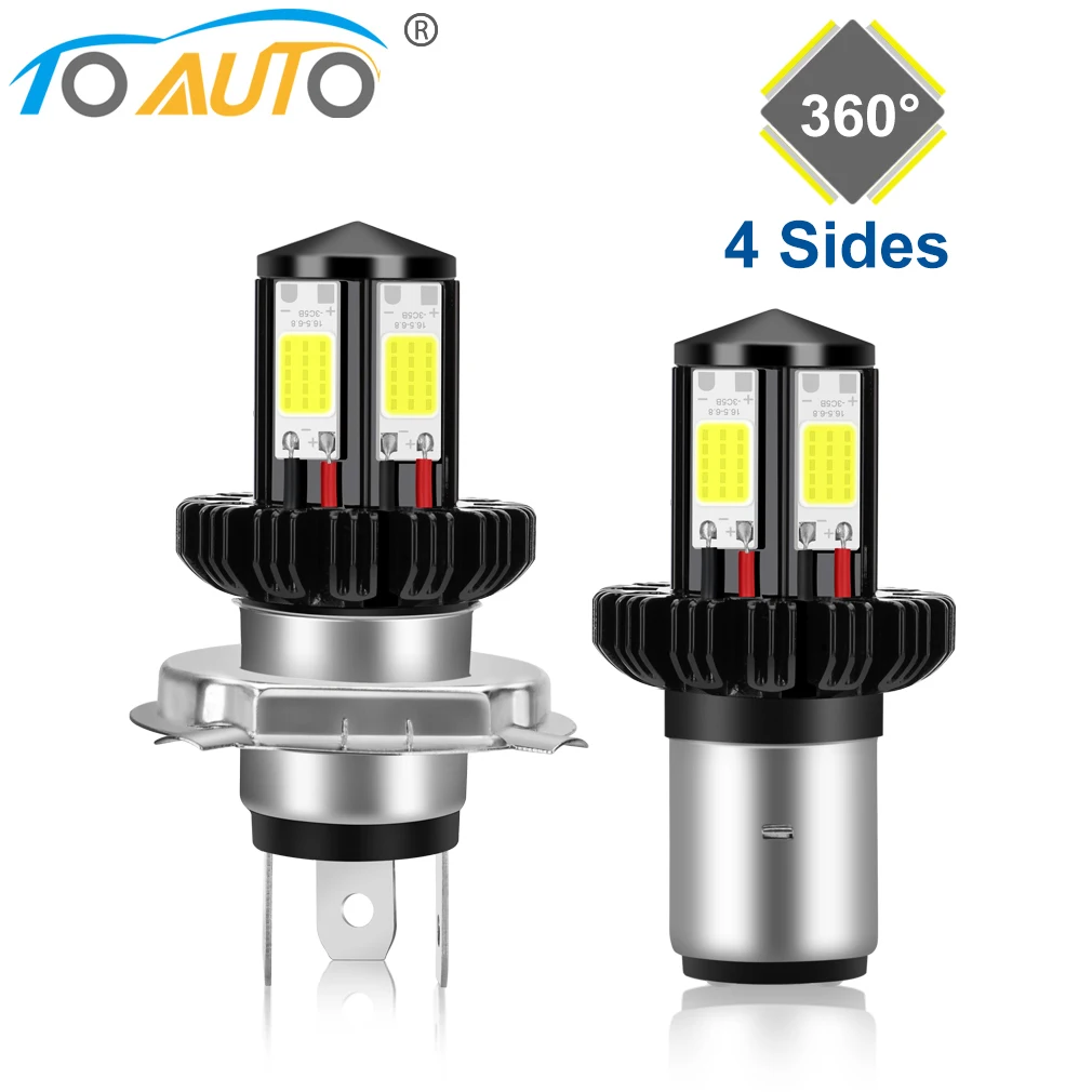 4000LM Motorcycle Headlight LED BA20D H6 H4 Bulbs Hi Lo beam Moto LED Motorbike Headlight Lamp 6000K White 12V