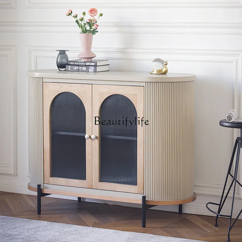 

Nordic solid wood dining side cabinet, living room home cabinet, modern simple and retro wall storage