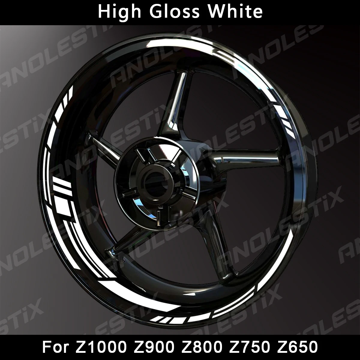 AnoleStix Reflective Motorcycle Wheel Sticker Hub Decal Rim Stripe Tape For Kawasaki Z1000 Z900 Z800 Z750 Z650