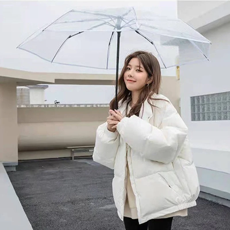 Fully Automatic 3-Fold Transparent Umbrella, Minimalist Portable Clear Sun & Rain Umbrella for Students