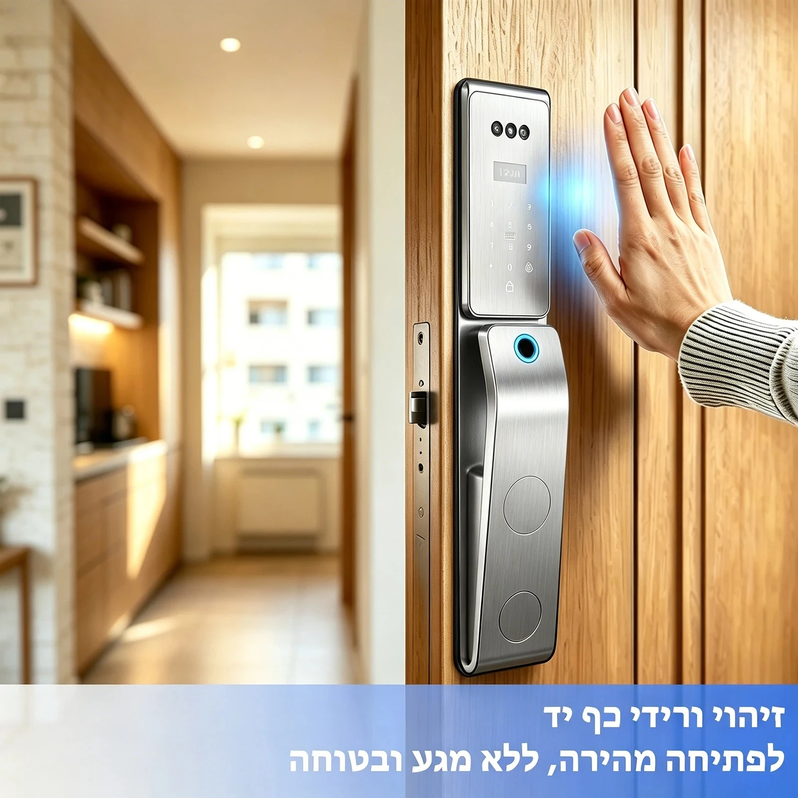 SmarDeer Israel 6590 Mortise Smart Lock for Tuya,IP66 Waterproof 3D Face & Palm Vein Recognition Lock with Hebrew,Tuya Wifi Lock view 6