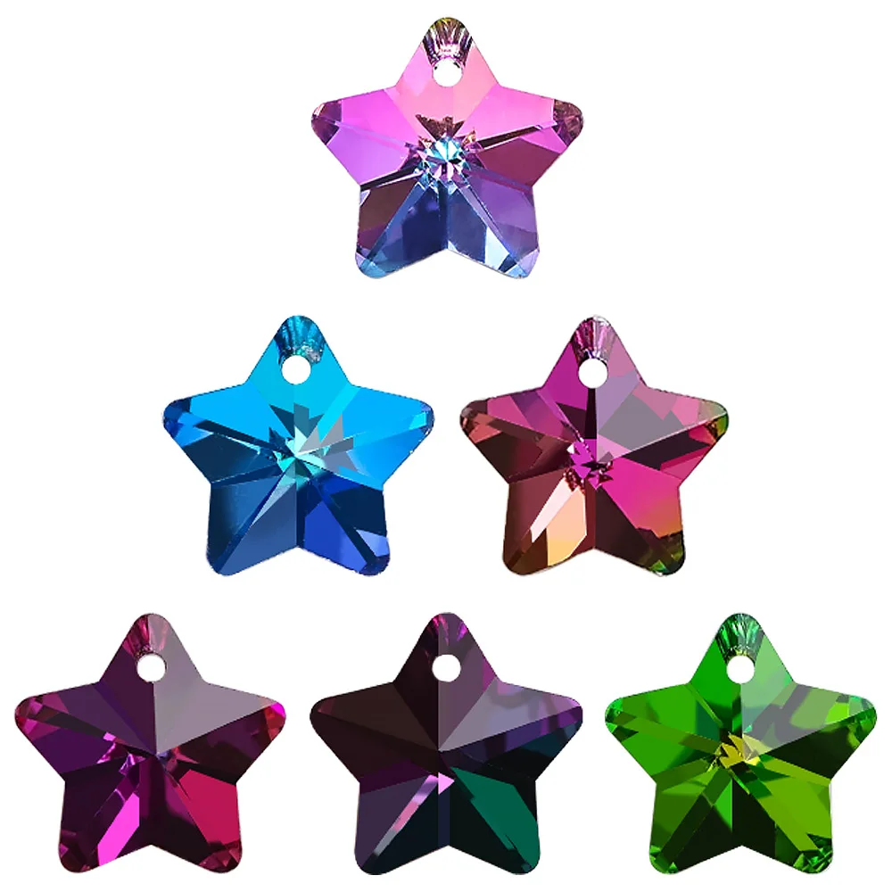 20 Stück 14mm Kristallglas-Anhänger Einlochiger Fünfzackiger Stern DIY Ornament Zubehör Kleidung Ohrring Material Großhandel
