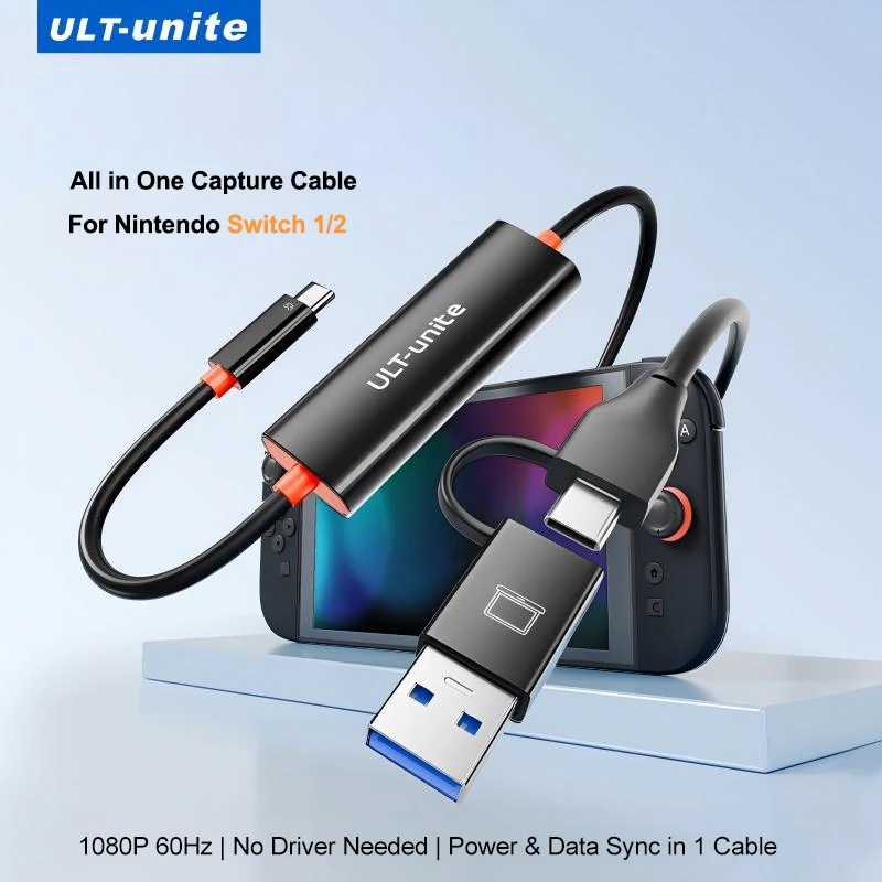 USB3.0 Video Capture Cable for Switch2, Type-C to USB A/C 1080P@60fps Live and Record Video Audio Game for Car Quest 3 VR PS4/5