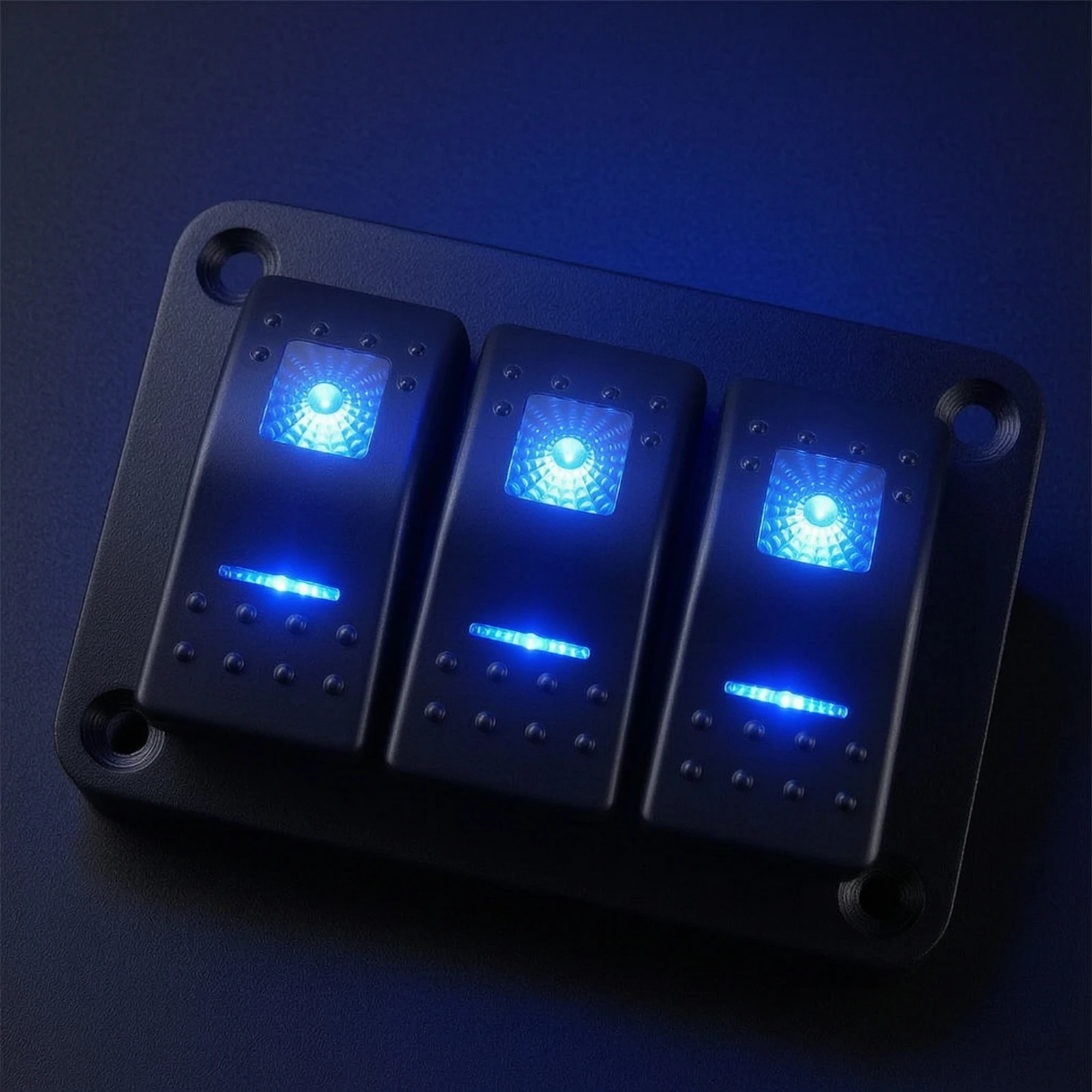 Low Profile Switch Panel with Blue LED Sleek Rocker Design Control Panel for Cockpit Upgrades in Boats and Cars