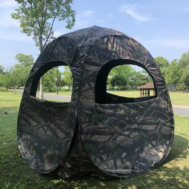 2Persons Pop Up Outdoor Photography Tent Watching Bird Portable Privacy Green Shrub Camouflage Black Glue Coated Fishing Movable