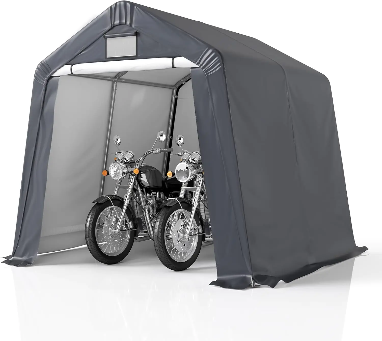 Gray Heavy Duty Portable Storage Tent with Roll-up Ventilated Windows for Bike, ATV, Motorcycle Shelter