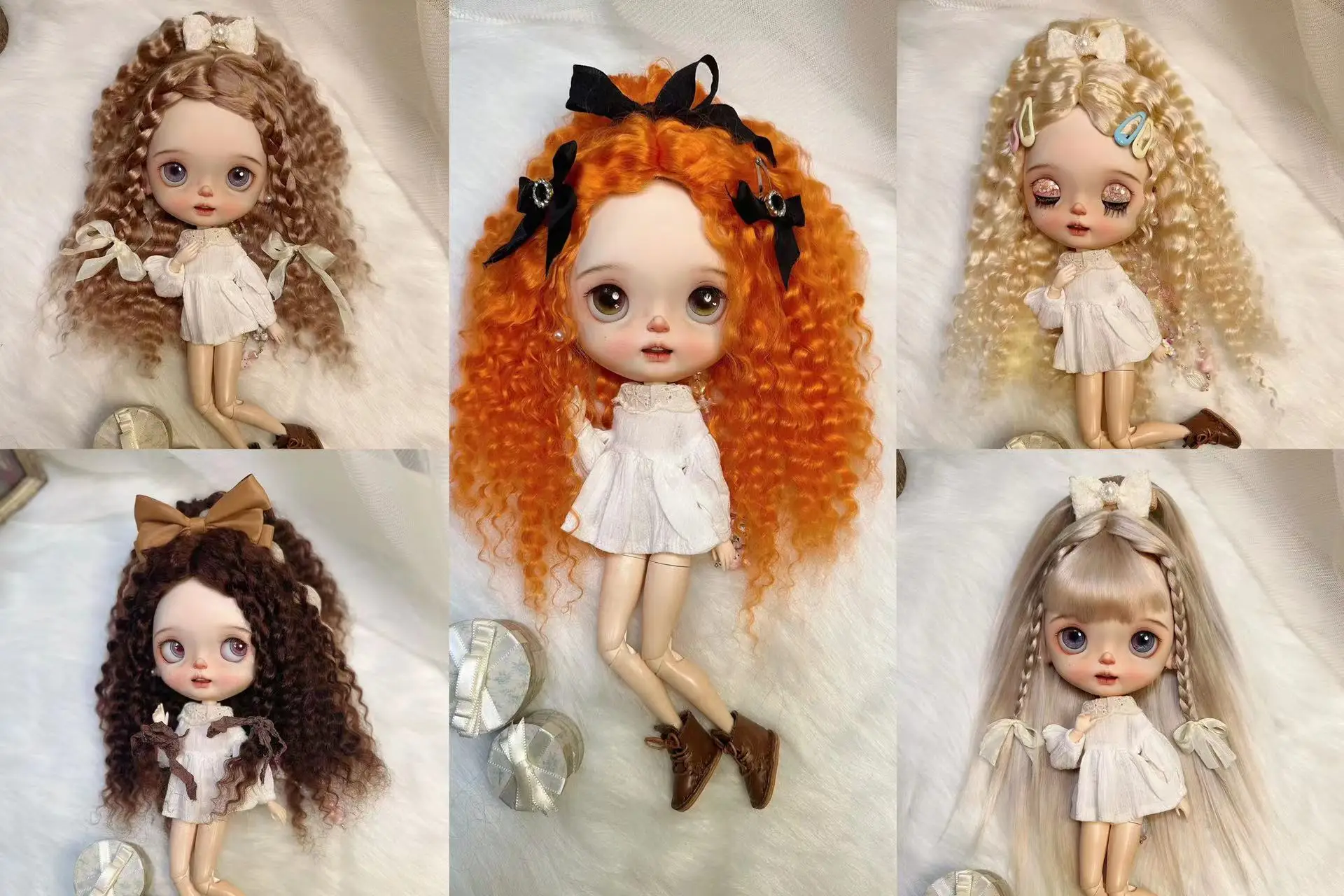 Dula Doll Wigs for Blythe Qbaby Mohair Rolls of some colors 9-10 inch head circumstance