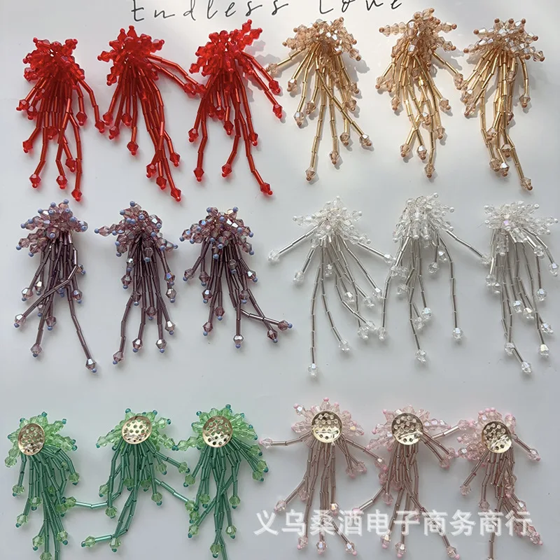 Crystal Tassel Finished Beaded 3D Flower Shoe Charm for Crocs Jelly Shoes DIY Decoration Material Accessory view 3