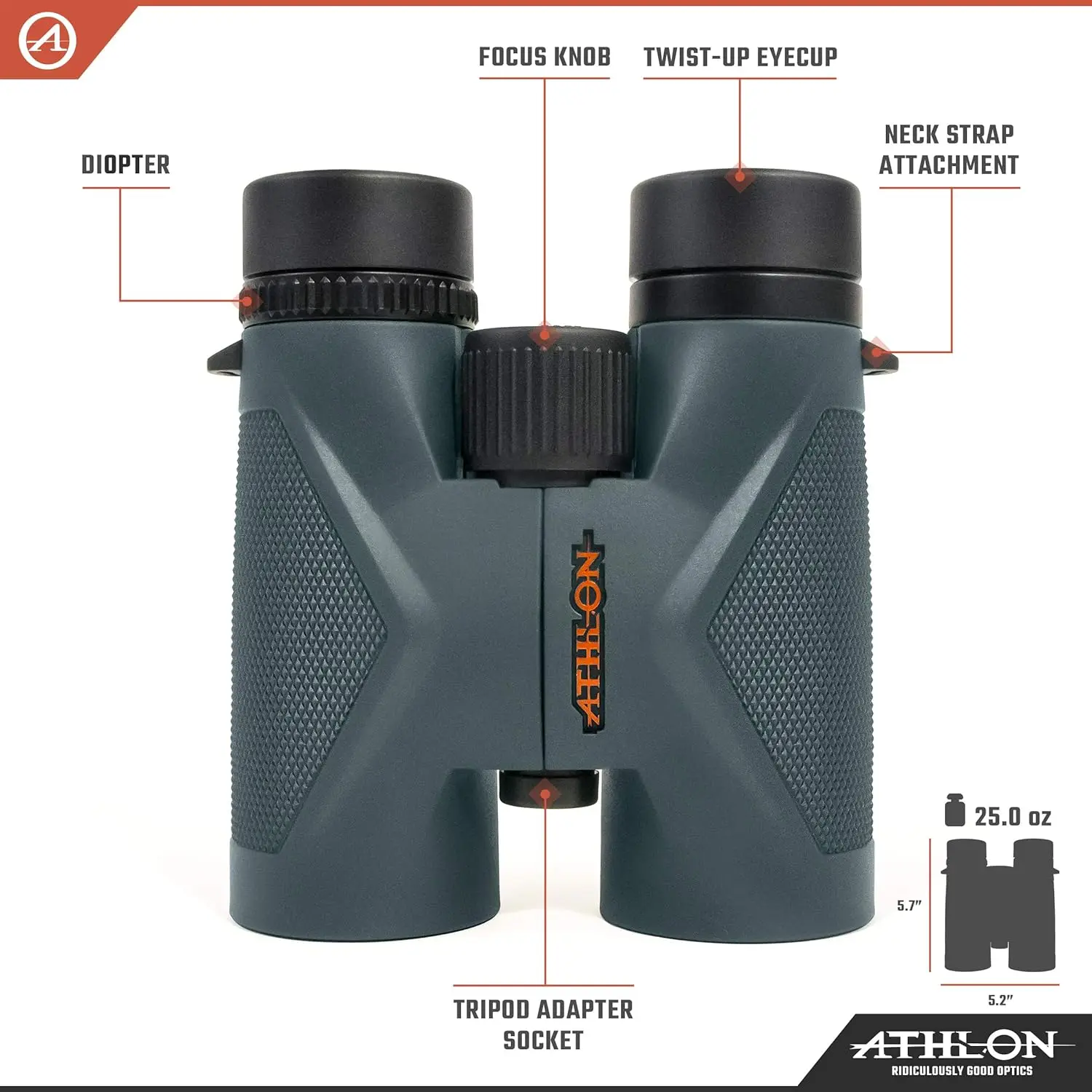 Optics 8x42 Midas UHD Gray Binoculars with ED Glass for Adults and Kids, High-Powered Binoculars for Hunting, Birdwatchin