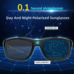 Ultra-Light TR90 Smart Chameleon Glasses 0.1 Segundos LCD Computer Chip Fotocromático Polarizado Lens Driving Sunglasses for Men