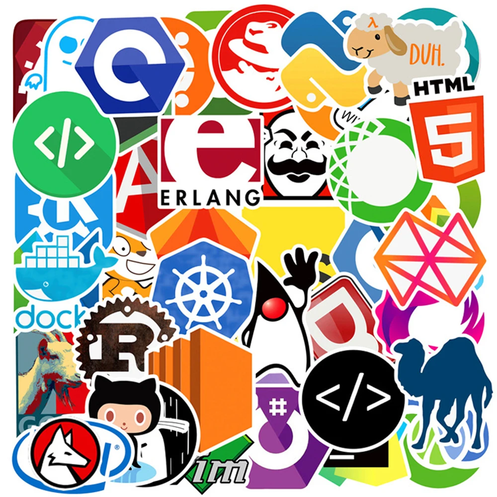 10/30/50/100PCS Funny Geek Java Programming Cartoon Stickers Waterproof DIY Laptop Waterproof Engineer Decoration Sticker
