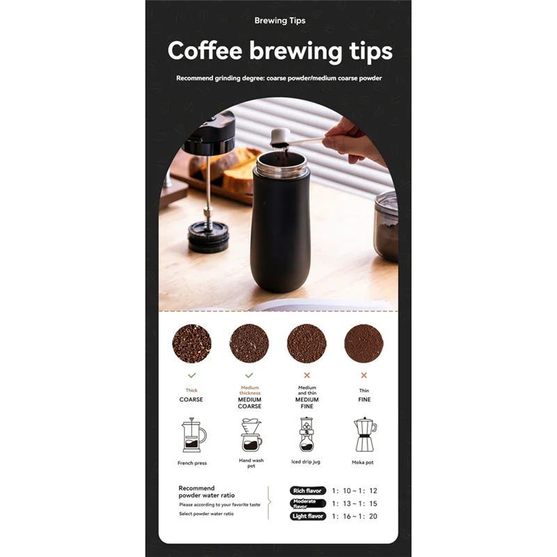 

F-F Portable French Press Coffee Maker Double Walled Stainles Steel Vacuum Insulated Coffee Maker And Tea Maker 320ML C