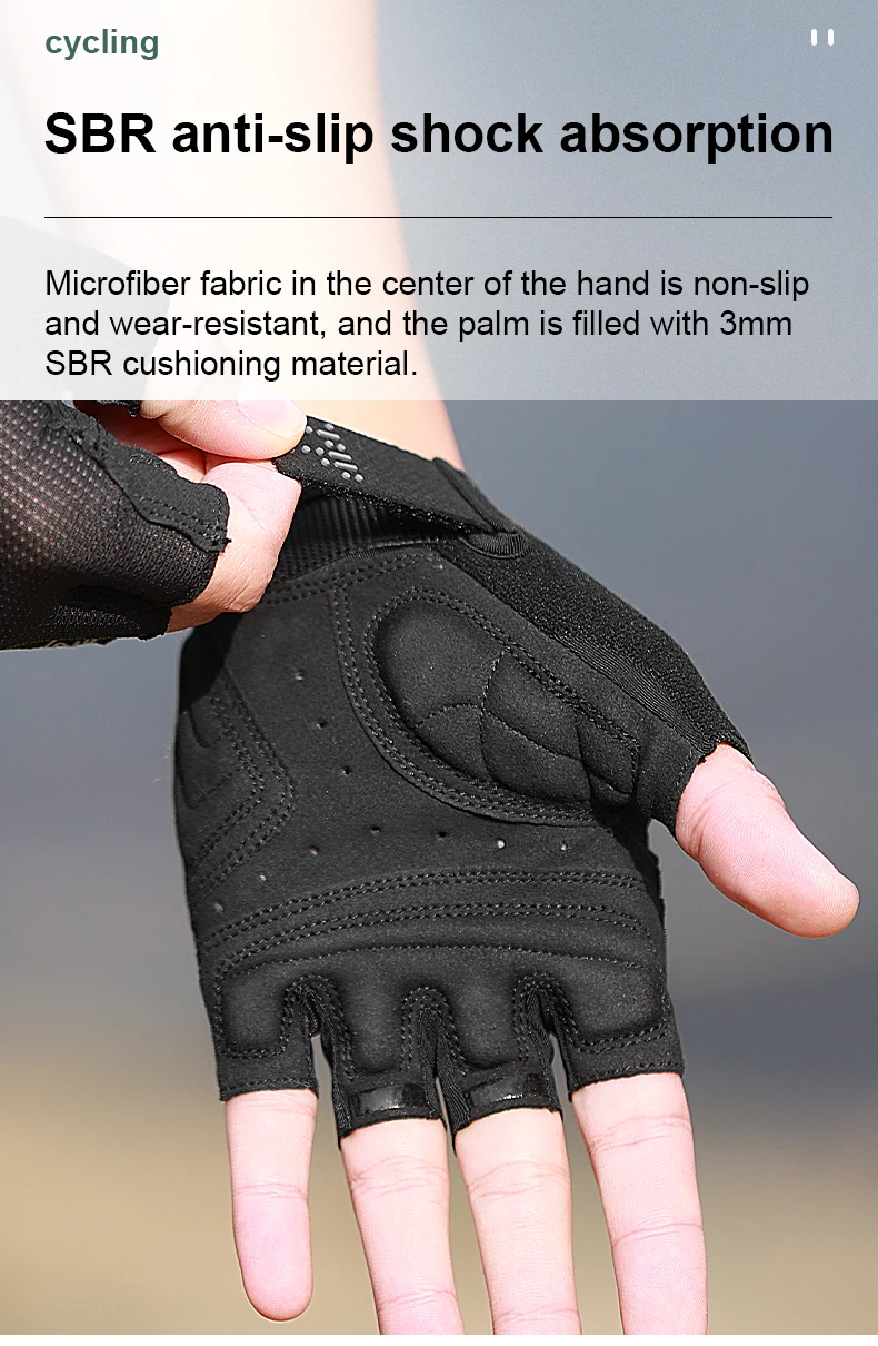 INBIKE Halbfinger-Fahrradhandschuhe für Herren Stoßdämpfende Atmungsaktive Sommerhandschuhe für Mountainbike Rennrad Rutschfeste Fahrradhandschuhe – Detail 5