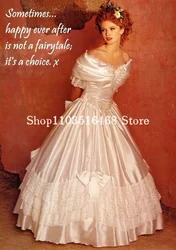 Historical White Satin Wedding Dresses Elegant One Shoulder Corset Corset Lace Ruffles Victorian Gala Robes De Soirée