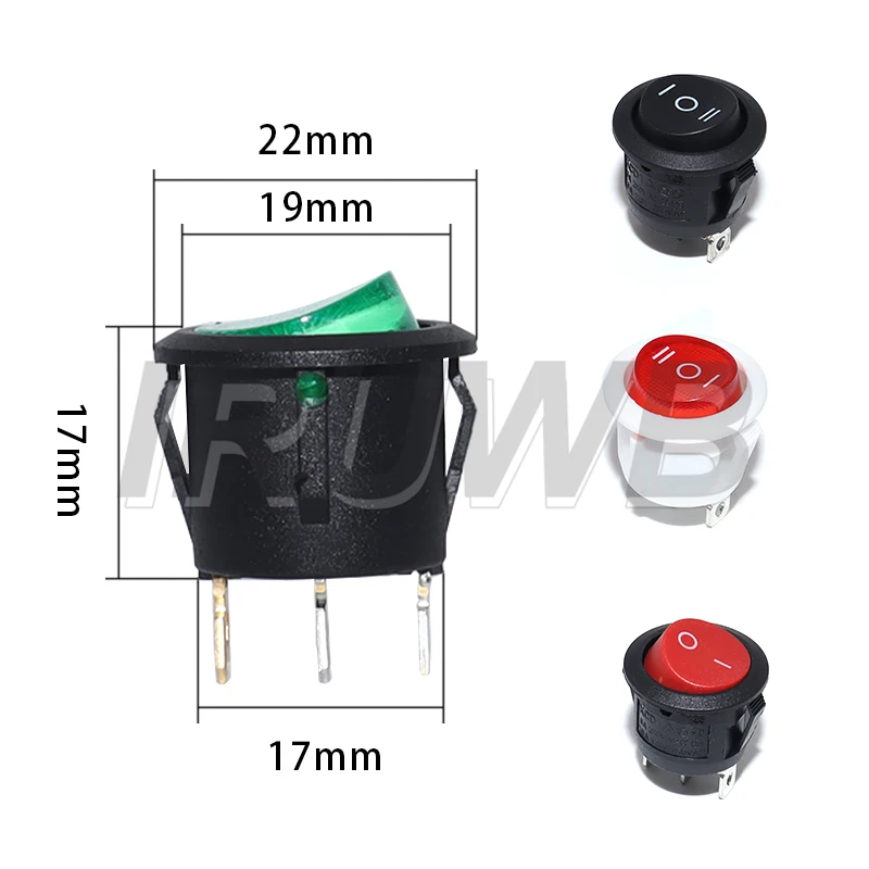 1PCS 20MM 12V 24V / 6A 250V / 10A 125V 2/3/4PIN Switch ON/OFF Round Rocker Switch LED illuminated Car Dashboard Dash Boat Van