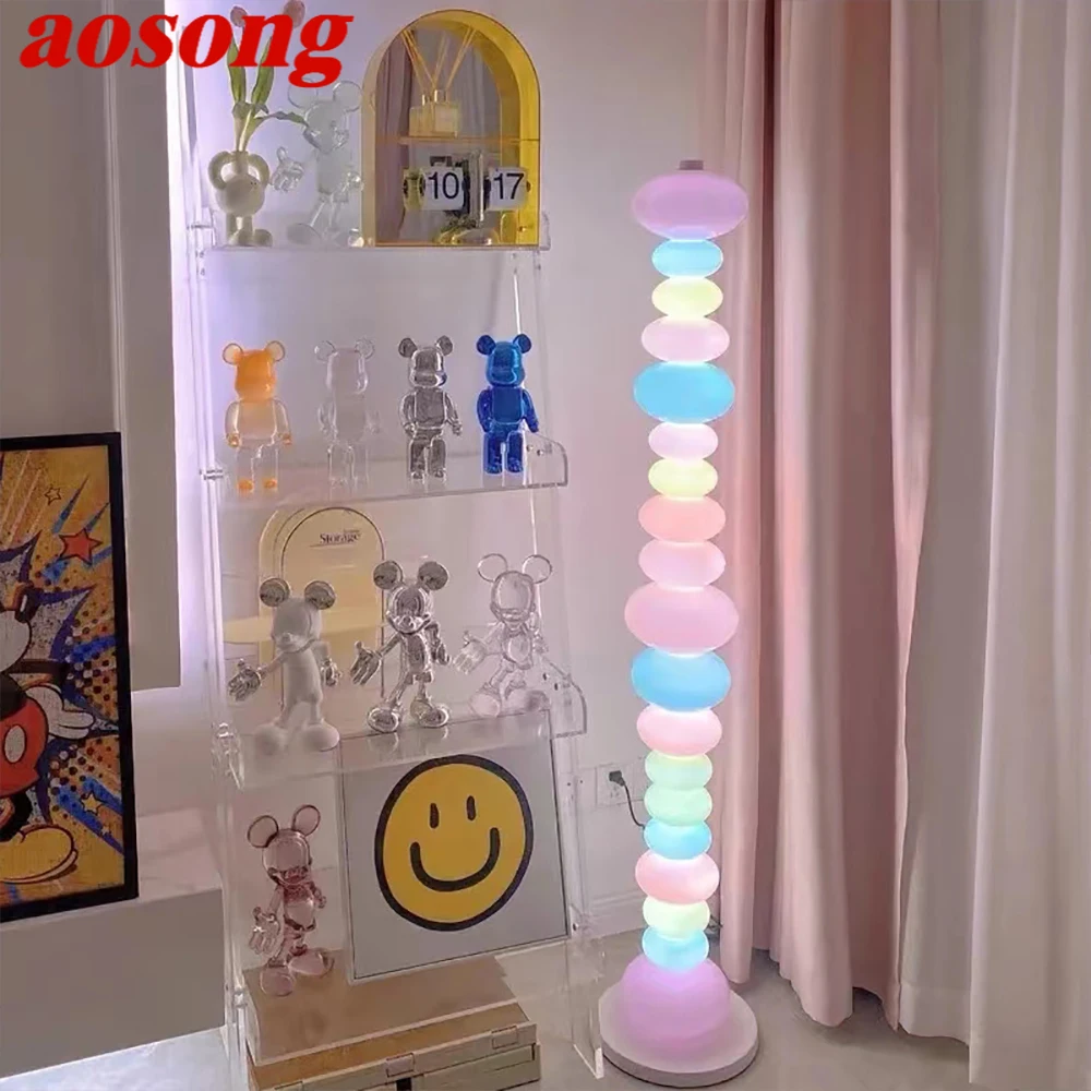 AOSONG Nordic Children Floor Lamp Color Modern Family Iiving Room Bedroom Creativity LED Decorative Atmosphere