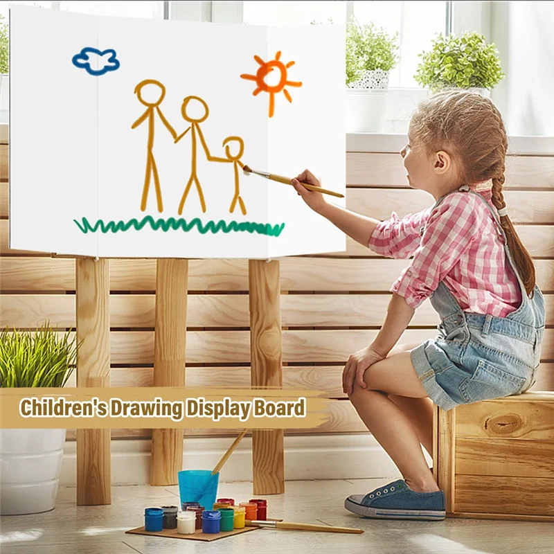 4 Pcs Trifold Poster Board, White Poster Board Comes With Sticky Accessories, Corrugate Presentation Boards Easy To Use M