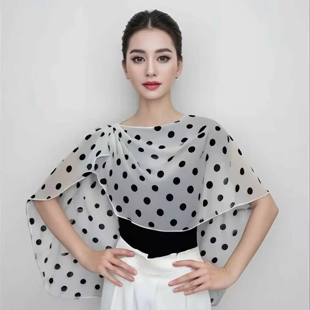 

2026 Modern Dance Clothes Women Female Polka Dot Top Chacha Latin Ballroom Dance Waltz Dance Costumes Performance Wear DN23563
