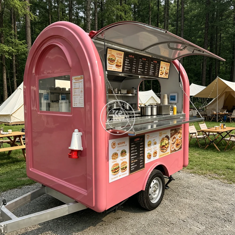 

Mobile Catering Trailer Street Food Trailer Custom Pizza Truck Catering BBQ Burger Food Truck With Stainless Steel Kitchen